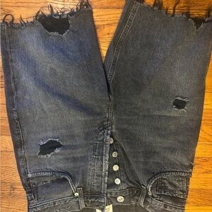 Citizens of Humanity Distressed Black Denim Jean Shorts